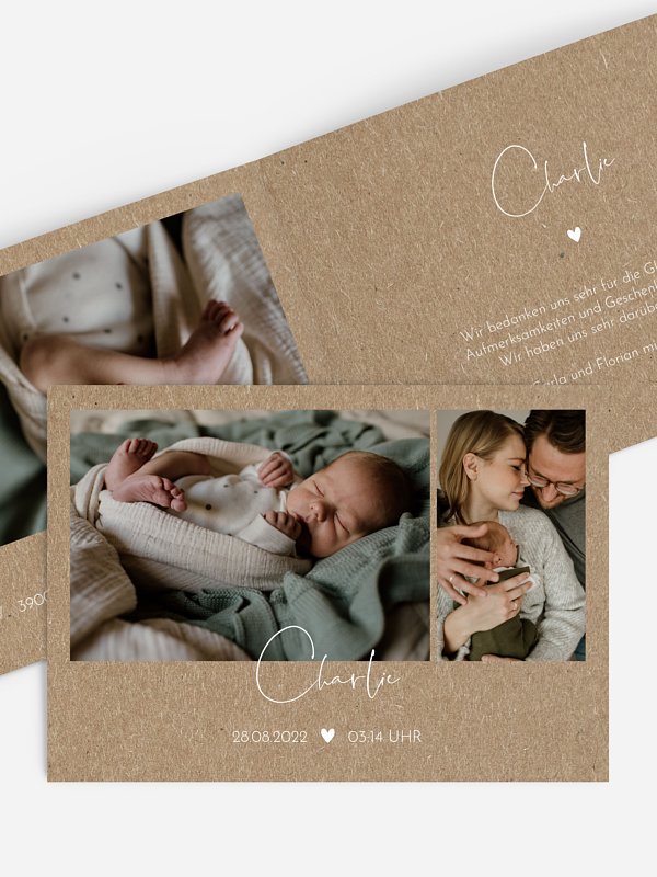 Geburtskarte Crafty Kraftpapier