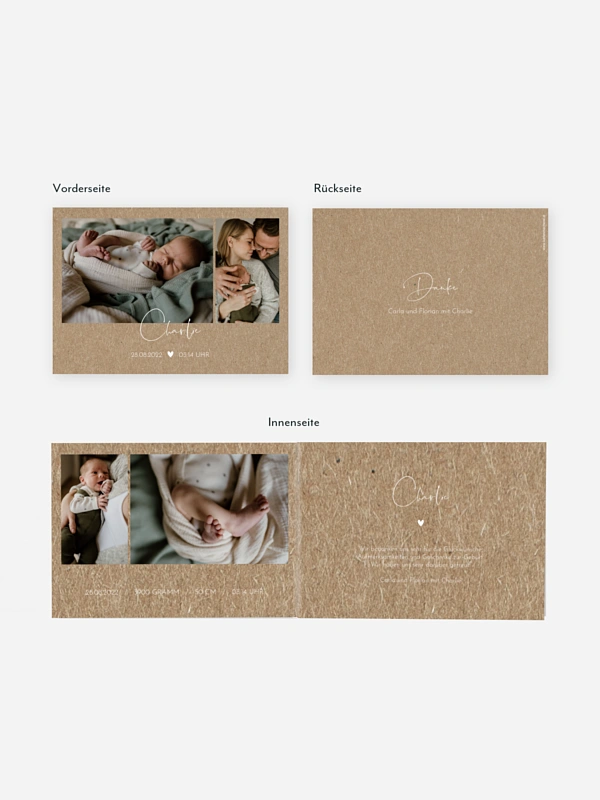 Geburtskarte Crafty Kraftpapier