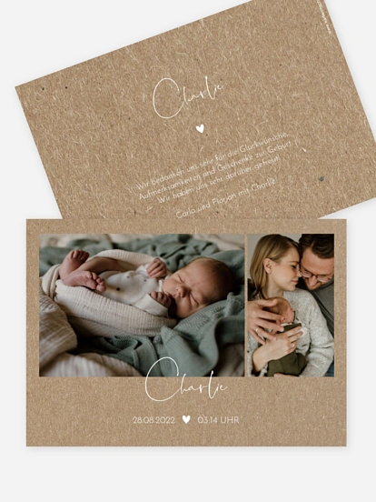 Geburtskarte Crafty Kraftpapier
