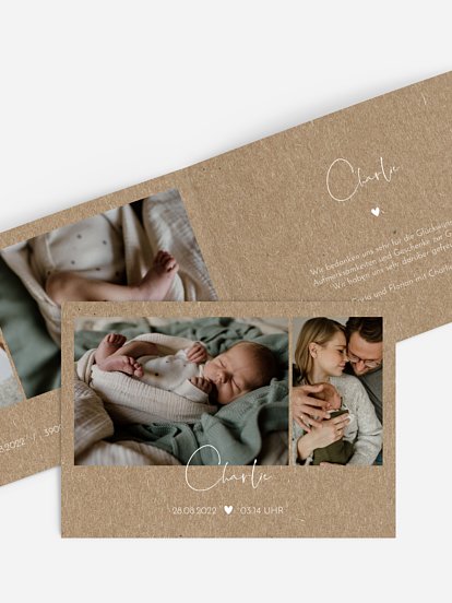 Geburtskarte Crafty Kraftpapier