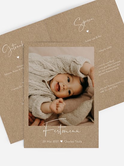 Menükarte Taufe Crafty Kraftpapier