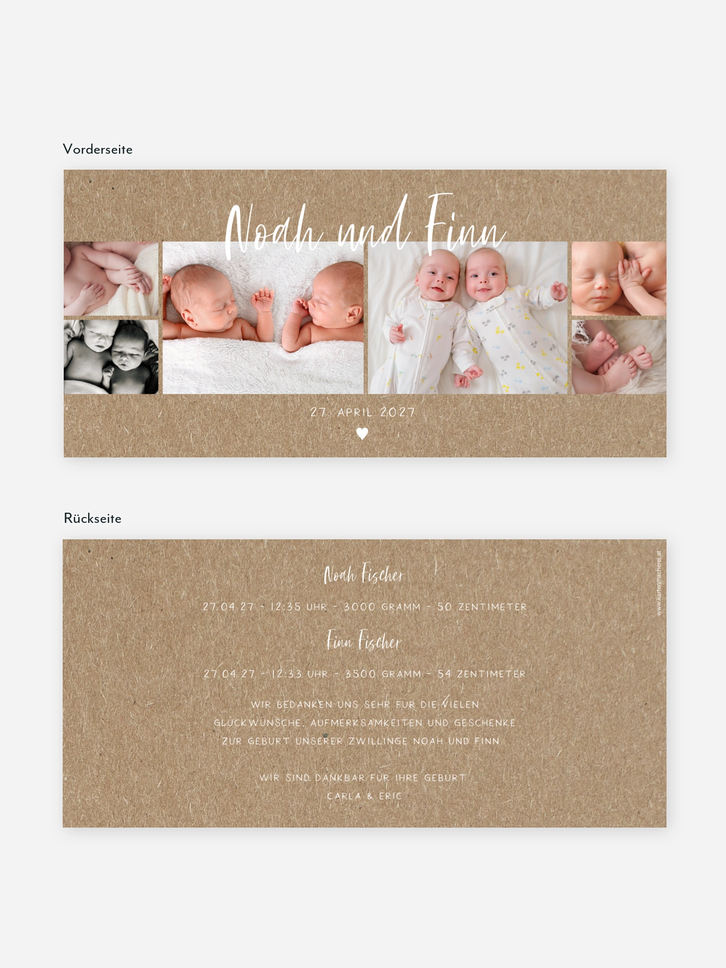 Zwillingskarte Cute Baby