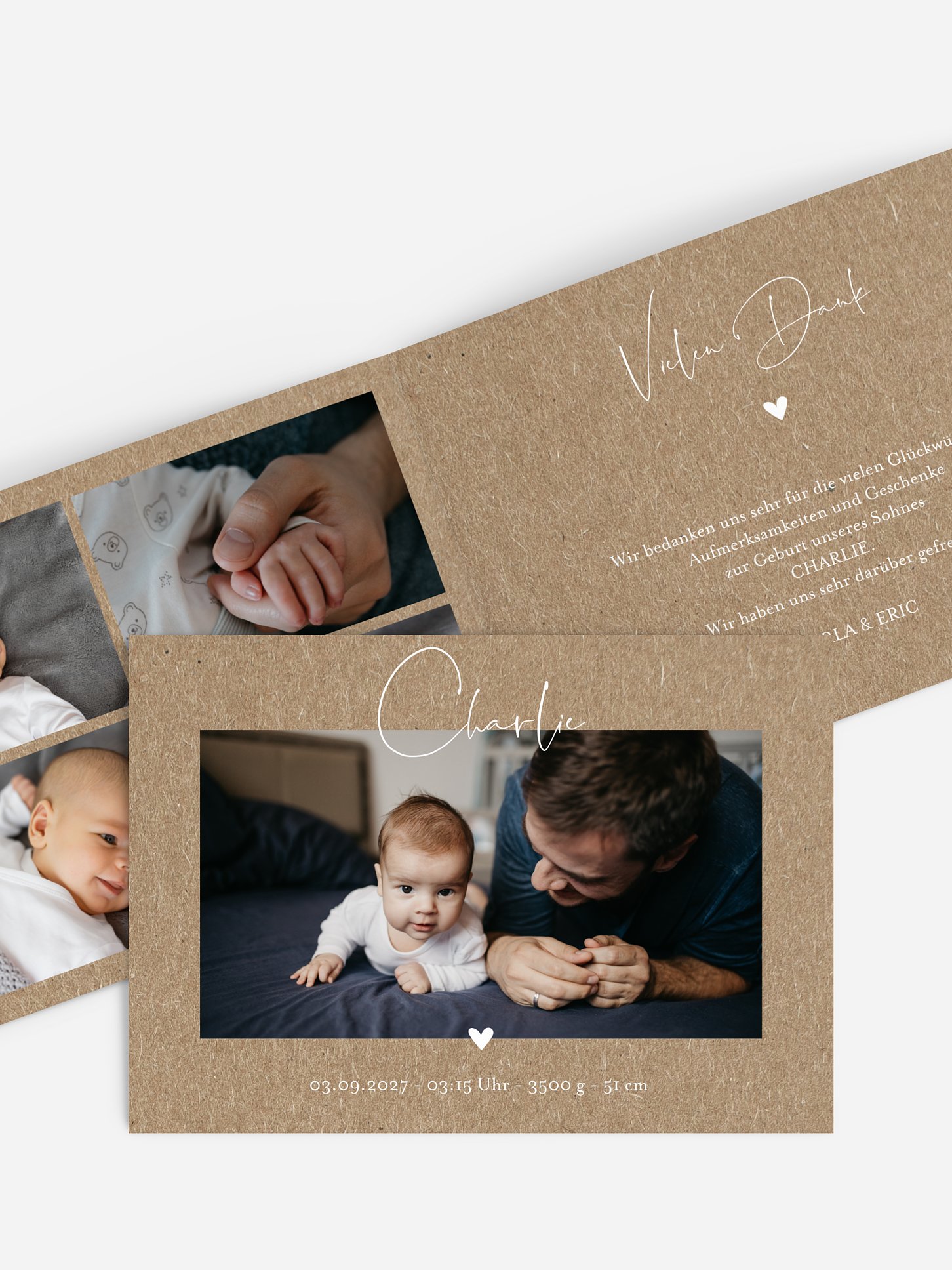 Geburtskarte Hello Little One Kraftpapier