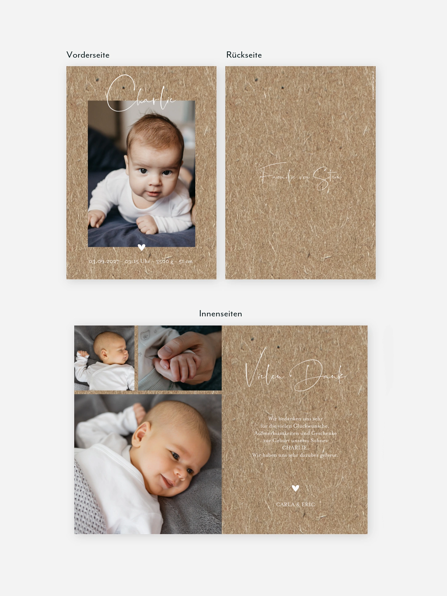 Geburtskarte Hello Little One Kraftpapier