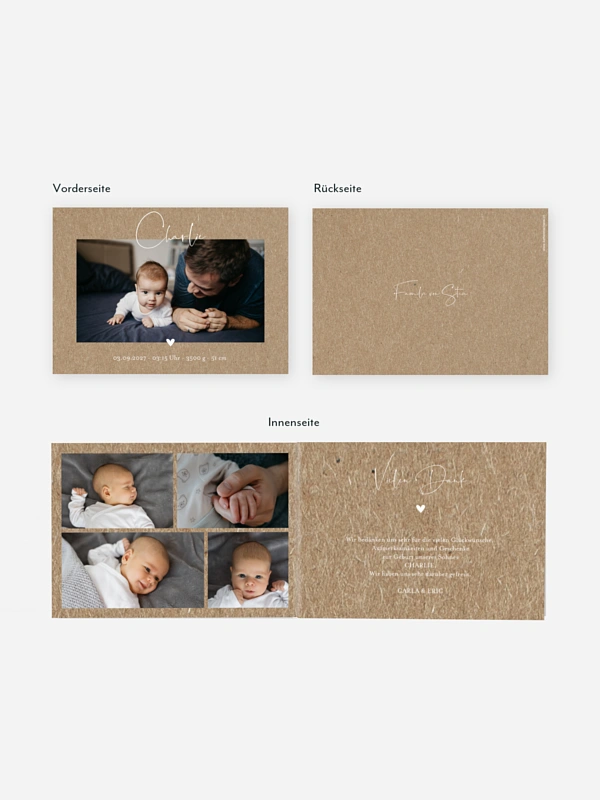 Geburtskarte Hello Little One Kraftpapier