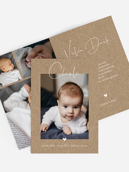 Geburtskarte Hello Little One Kraftpapier