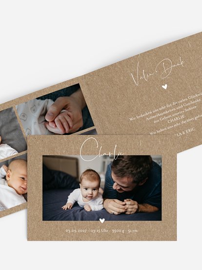 Geburtskarte Hello Little One Kraftpapier