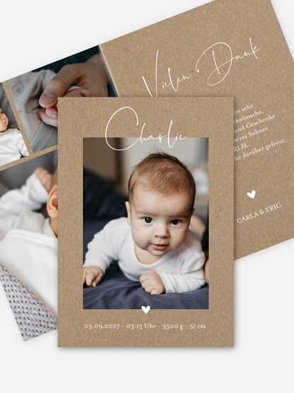 Geburtskarte Hello Little One Kraftpapier