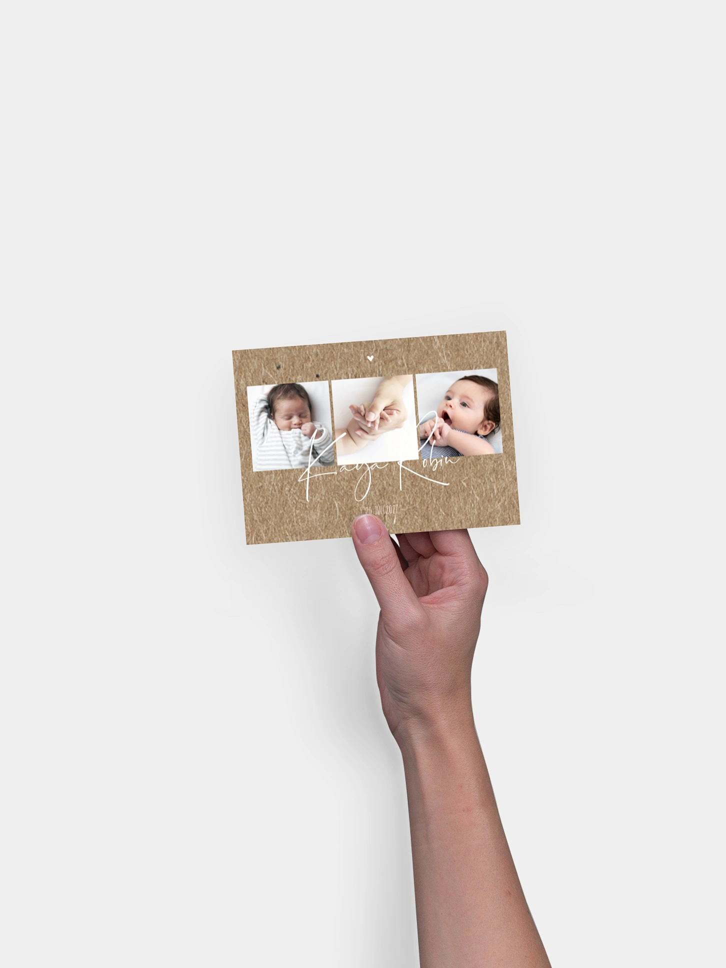 Geburtskarte Glücksfotos Kraftpapier