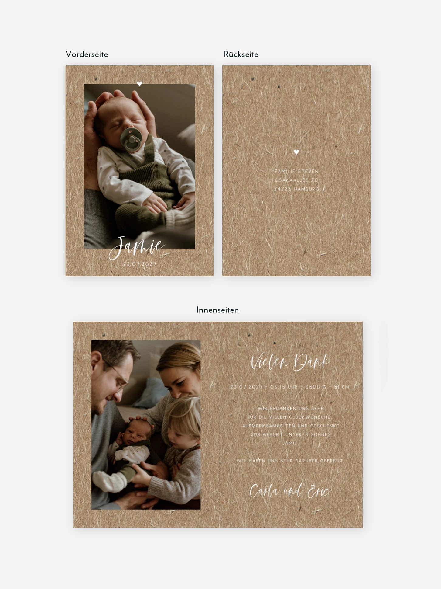 Geburtskarte Lovely Blessing Kraftpapier