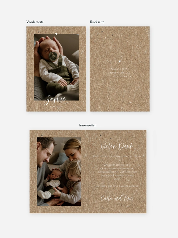 Geburtskarte Lovely Blessing Kraftpapier