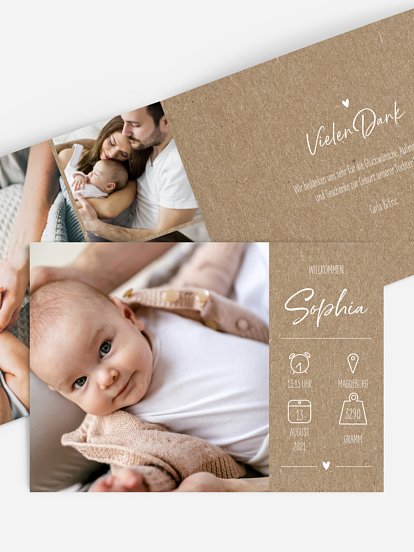 Geburtskarte Luftschloss Kraftpapier