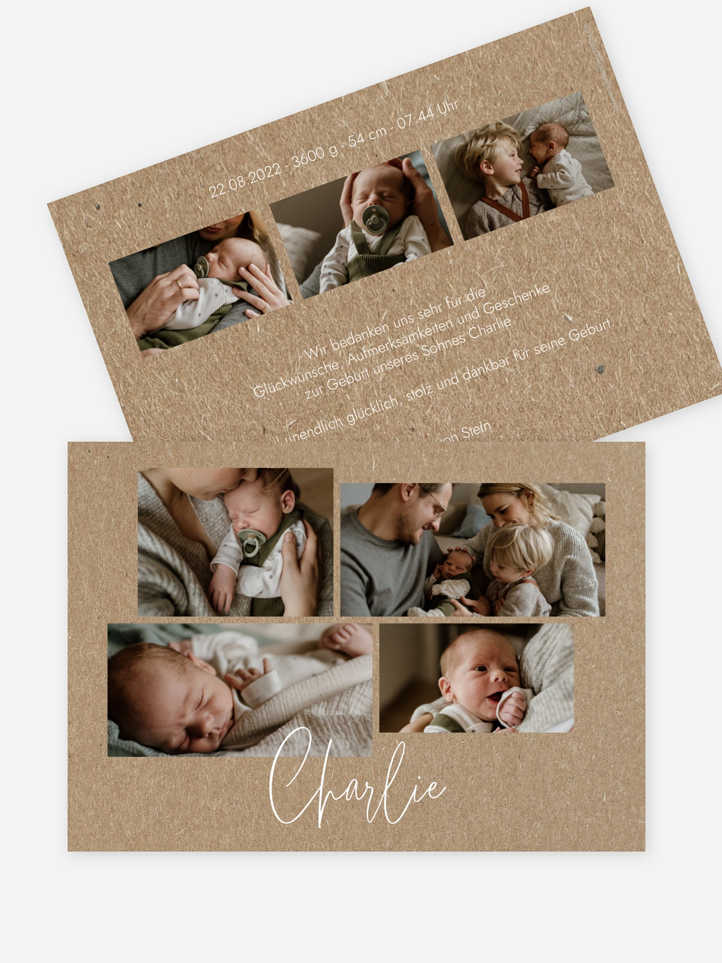 Geburtskarte Baby Picture Kraftpapier