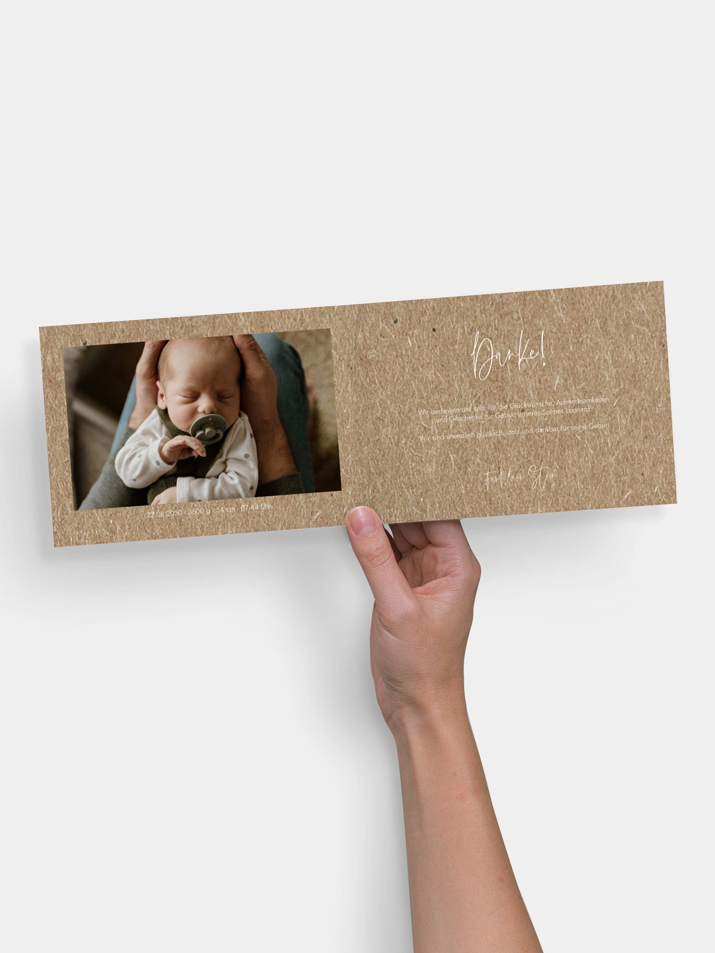 Geburtskarte Baby Picture Kraftpapier