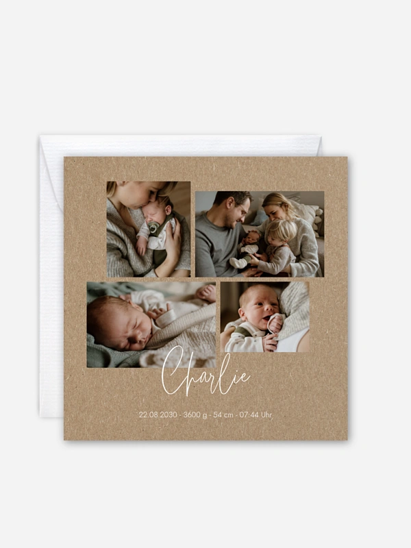 Geburtskarte Baby Picture Kraftpapier