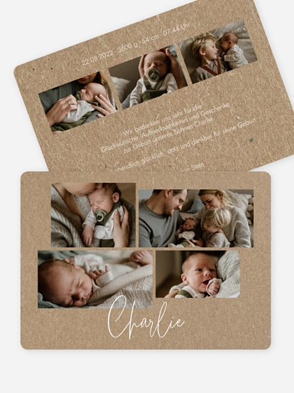 Geburtskarte Baby Picture Kraftpapier