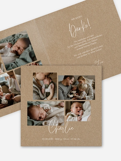 Geburtskarte Baby Picture Kraftpapier