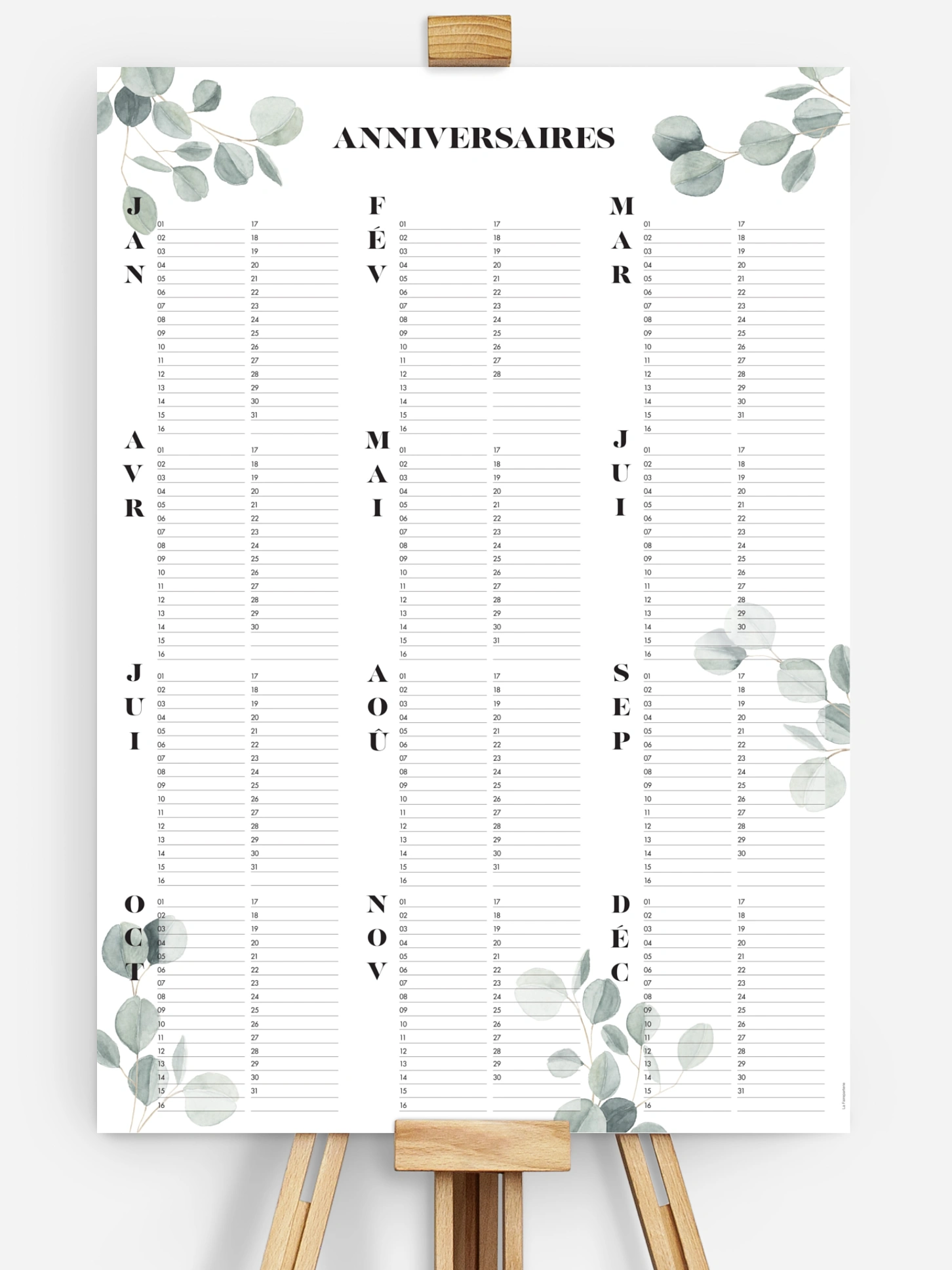 Calendrier anniversaire Jolis moments sans photo