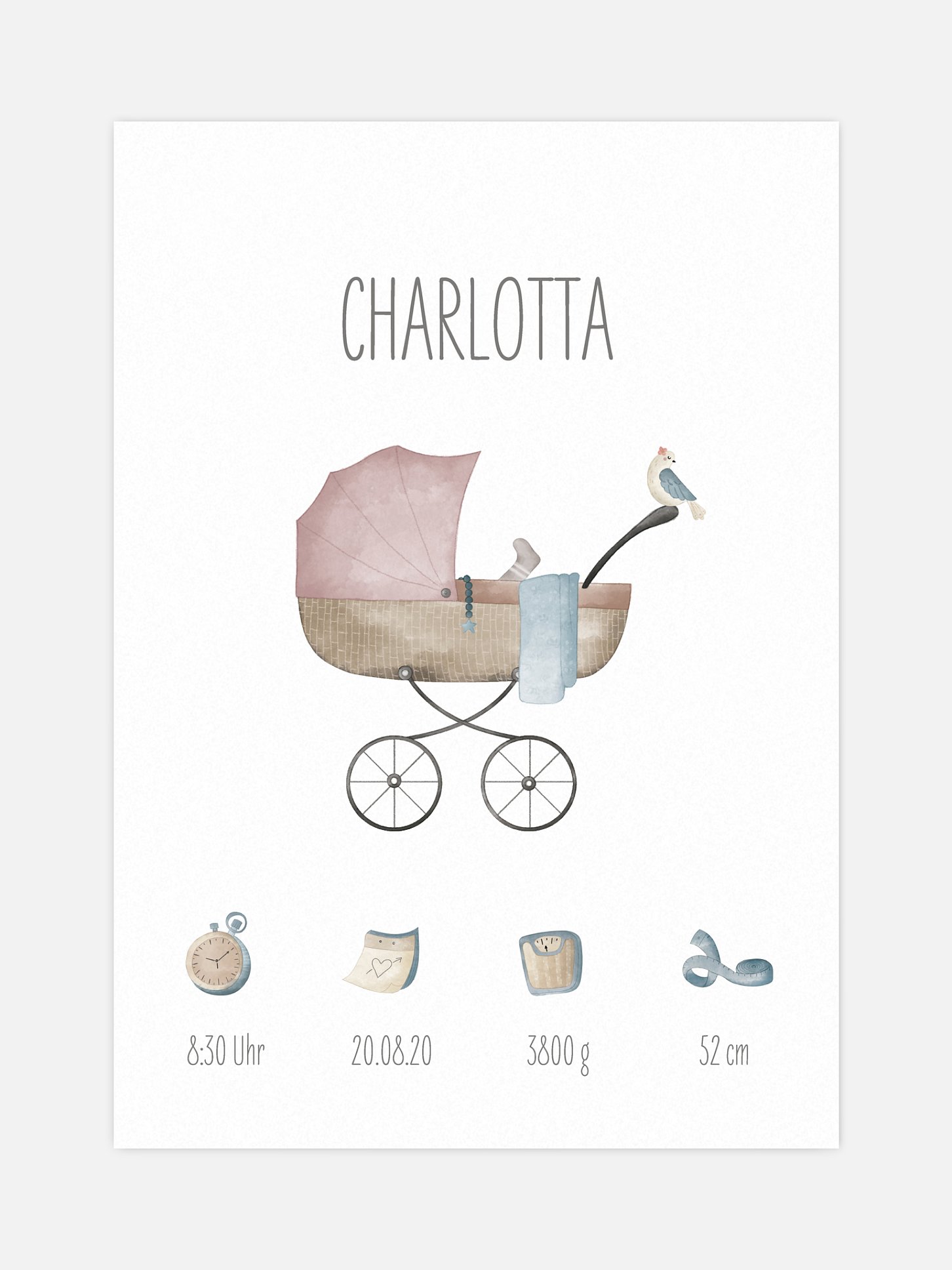 Poster Geburt Babywagen