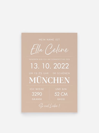 Poster Geburt Letter Sign