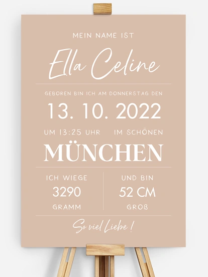 Poster Geburt Letter Sign