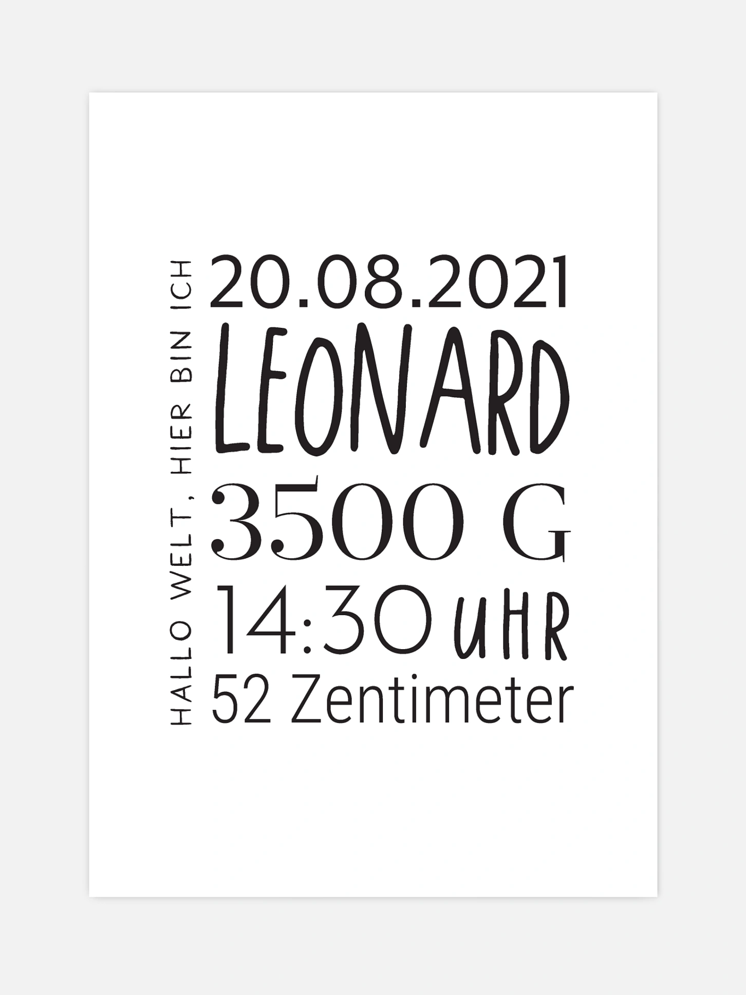 Poster Geburt Block Lettering