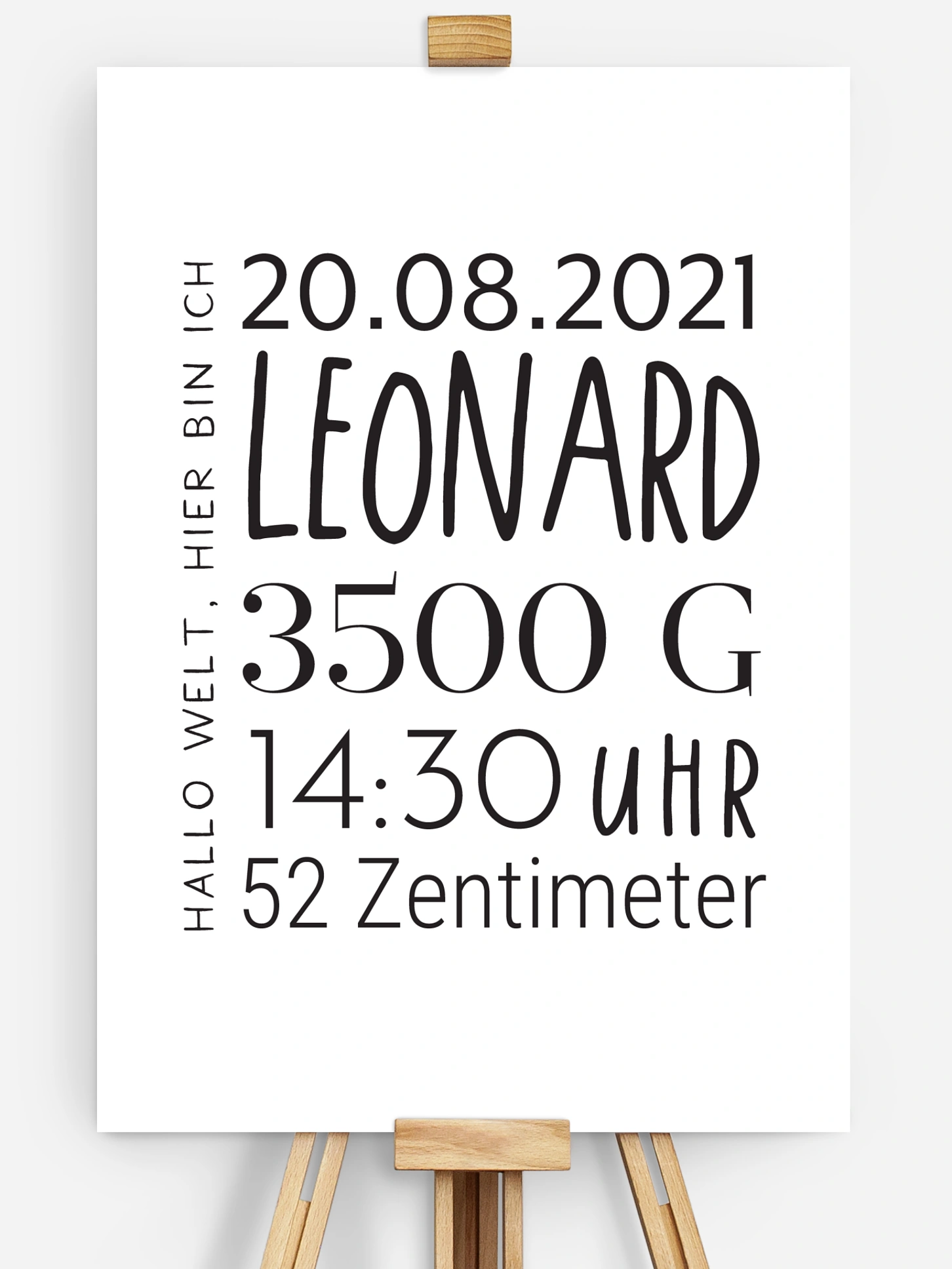 Poster Geburt Block Lettering