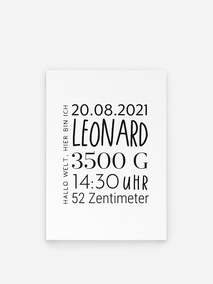 Poster Geburt Block Lettering