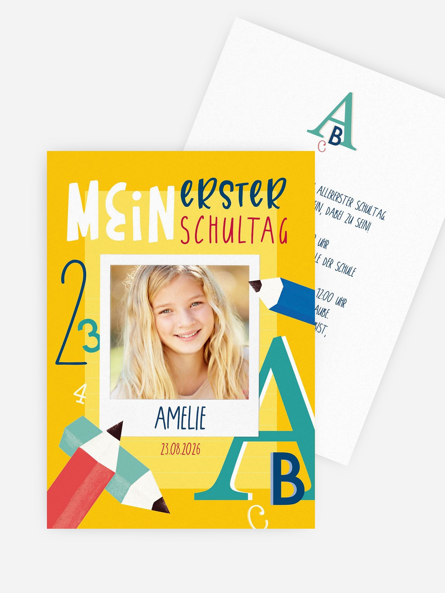Einladung Einschulung Buntes ABC