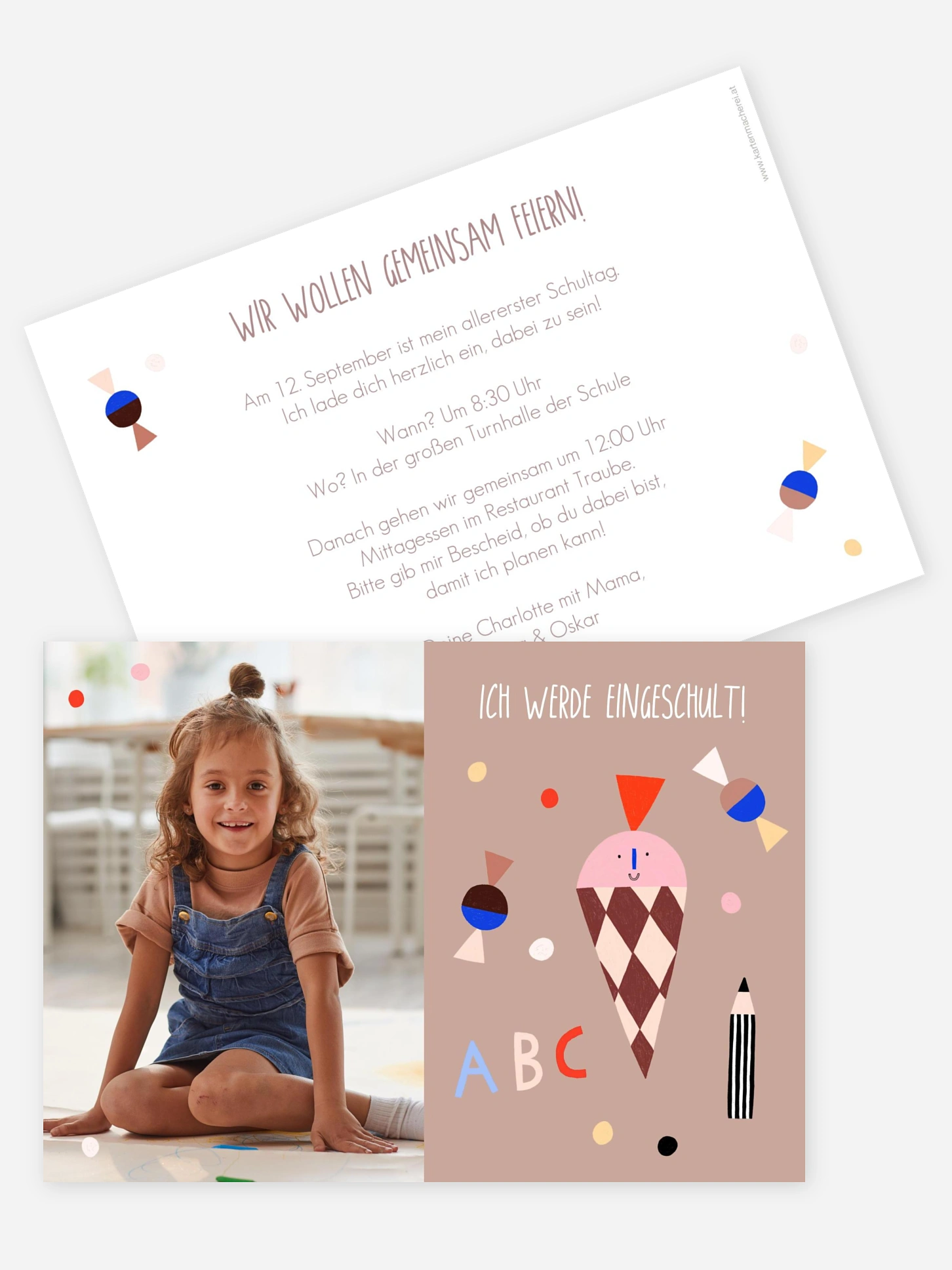 Einladung Einschulung Bonbons & Konfetti