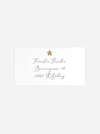 Empfängeraufkleber Weihnachten Sternchenband