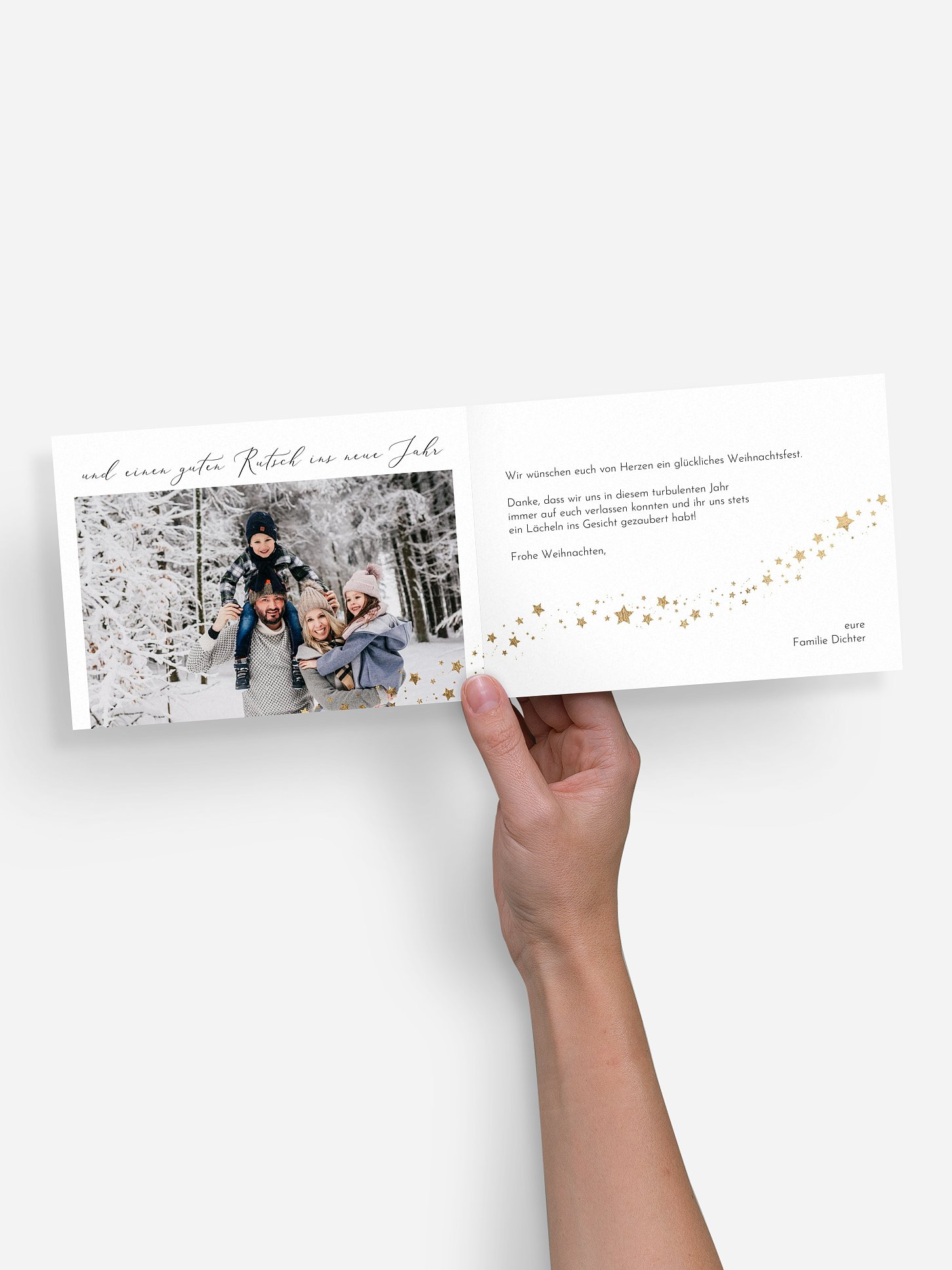 Weihnachtskarte Sternchenband