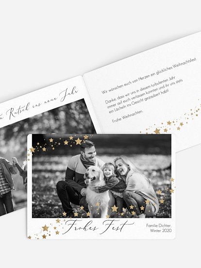 Weihnachtskarte Sternchenband