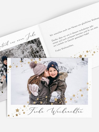 Weihnachtskarte Sternchenband