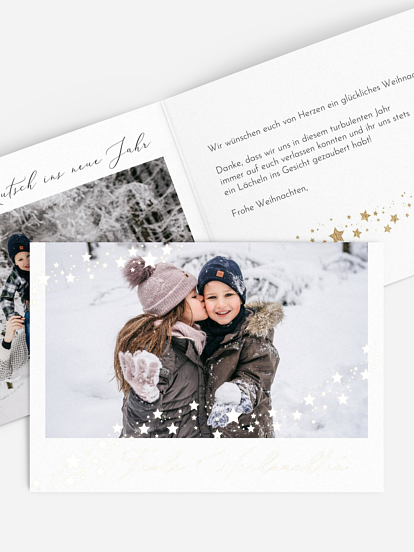 Weihnachtskarte Sternchenband