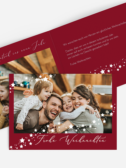 Weihnachtskarte Sternchenband