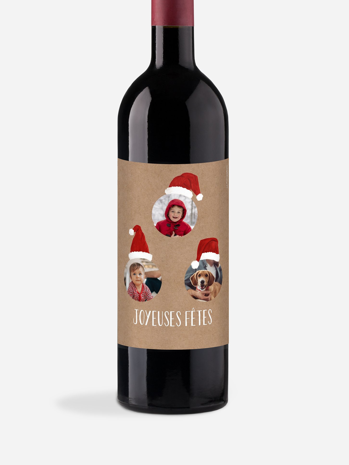 Étiquette pour bouteille Lutins de Noël
