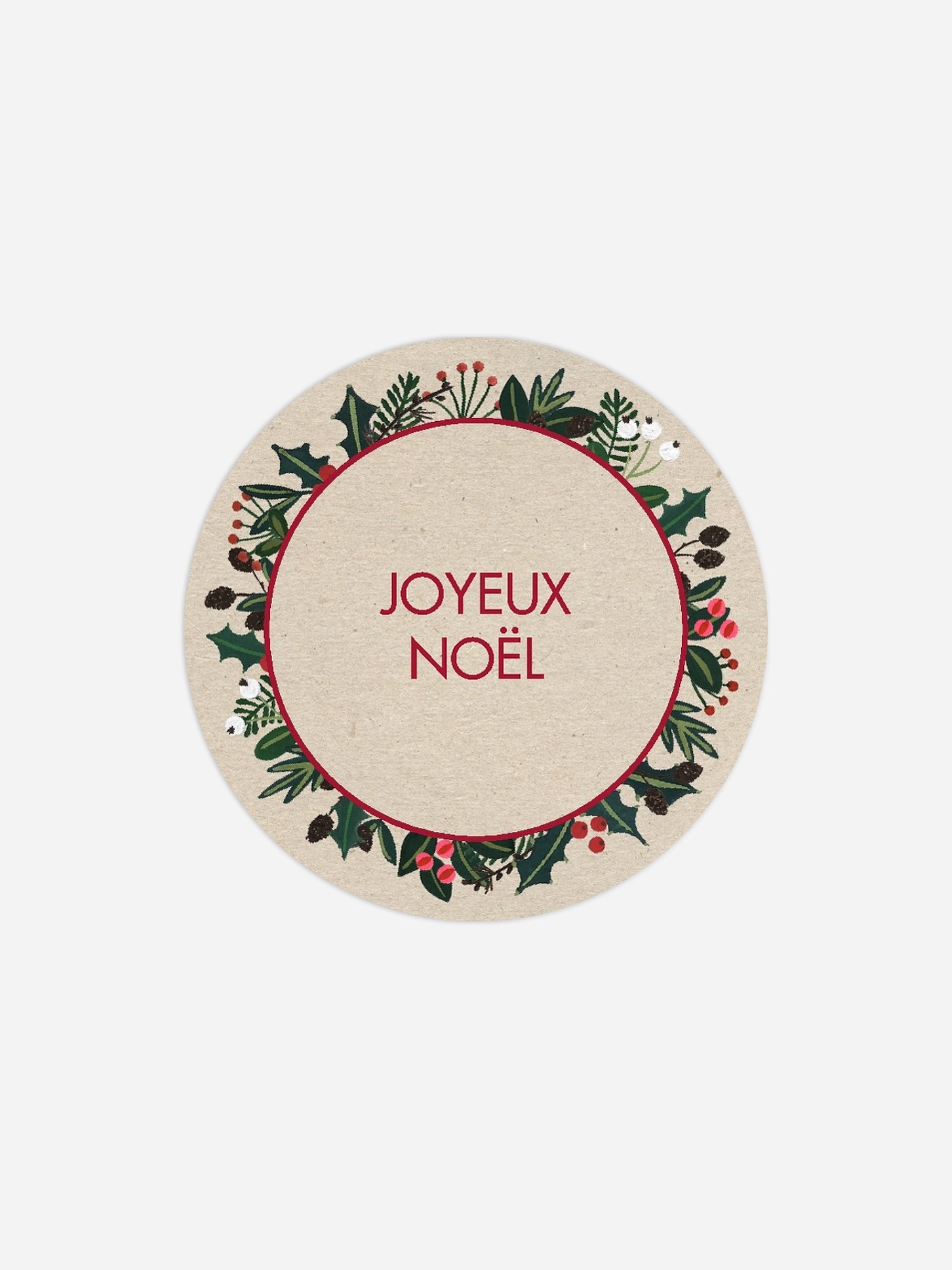 Étiquette cadeau Noël Houx du bonheur
