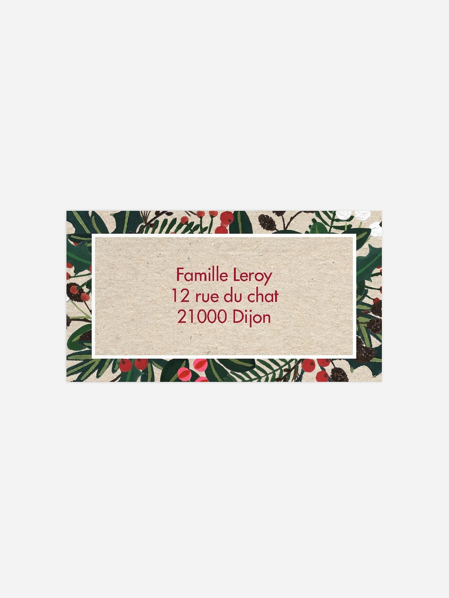Étiquette destinataire voeux Houx du bonheur