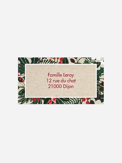 Étiquette destinataire voeux Houx du bonheur