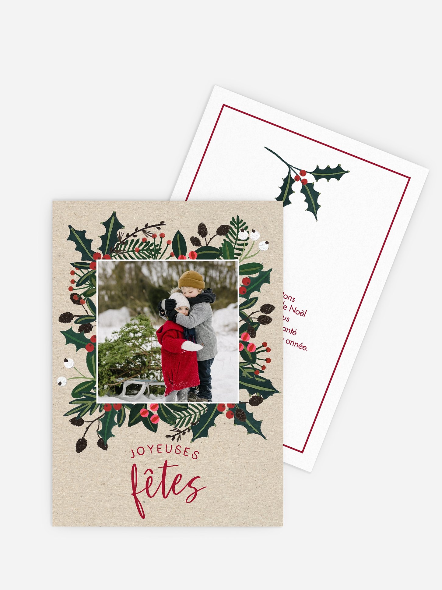 Carte de Noël Houx du bonheur