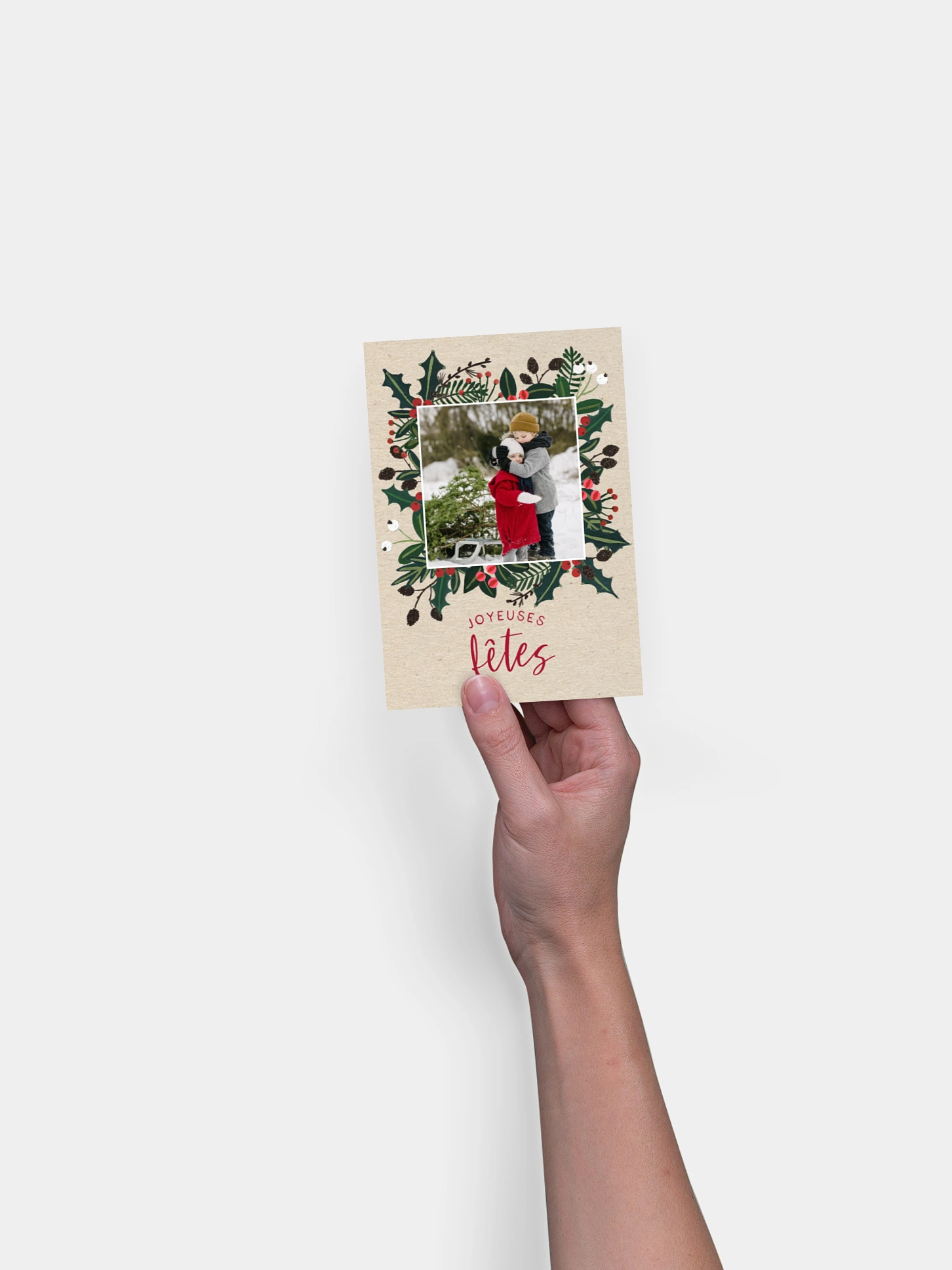 Carte de Noël Houx du bonheur
