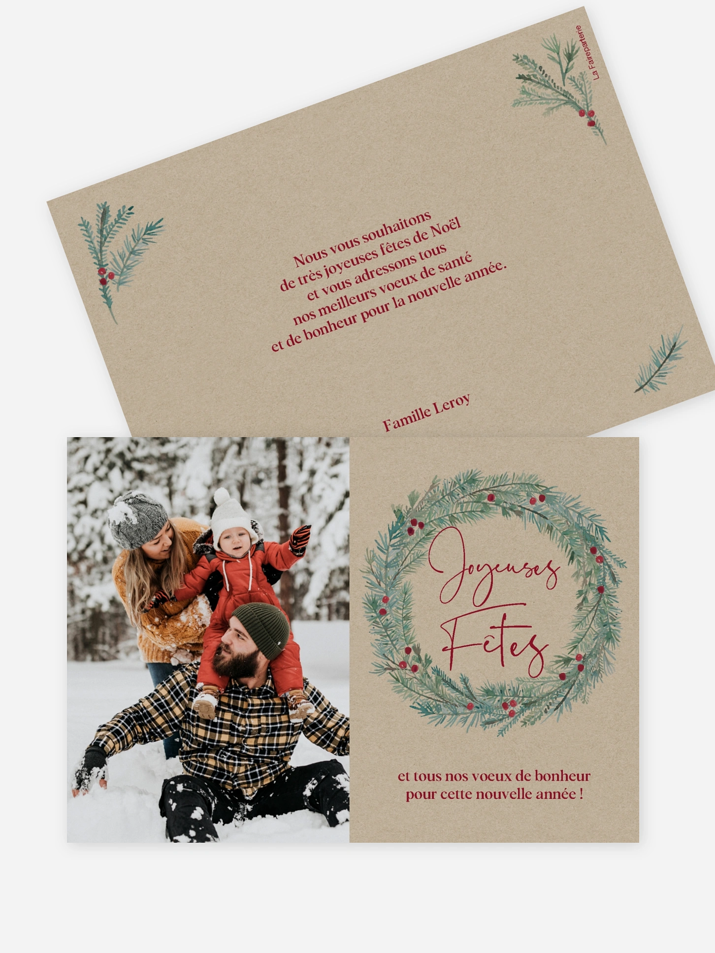 Carte de Noël Couronne de houx