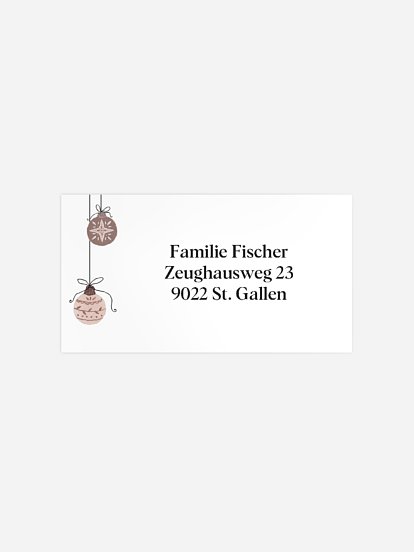 Empfängeraufkleber Weihnachten Weihnachtskugeln