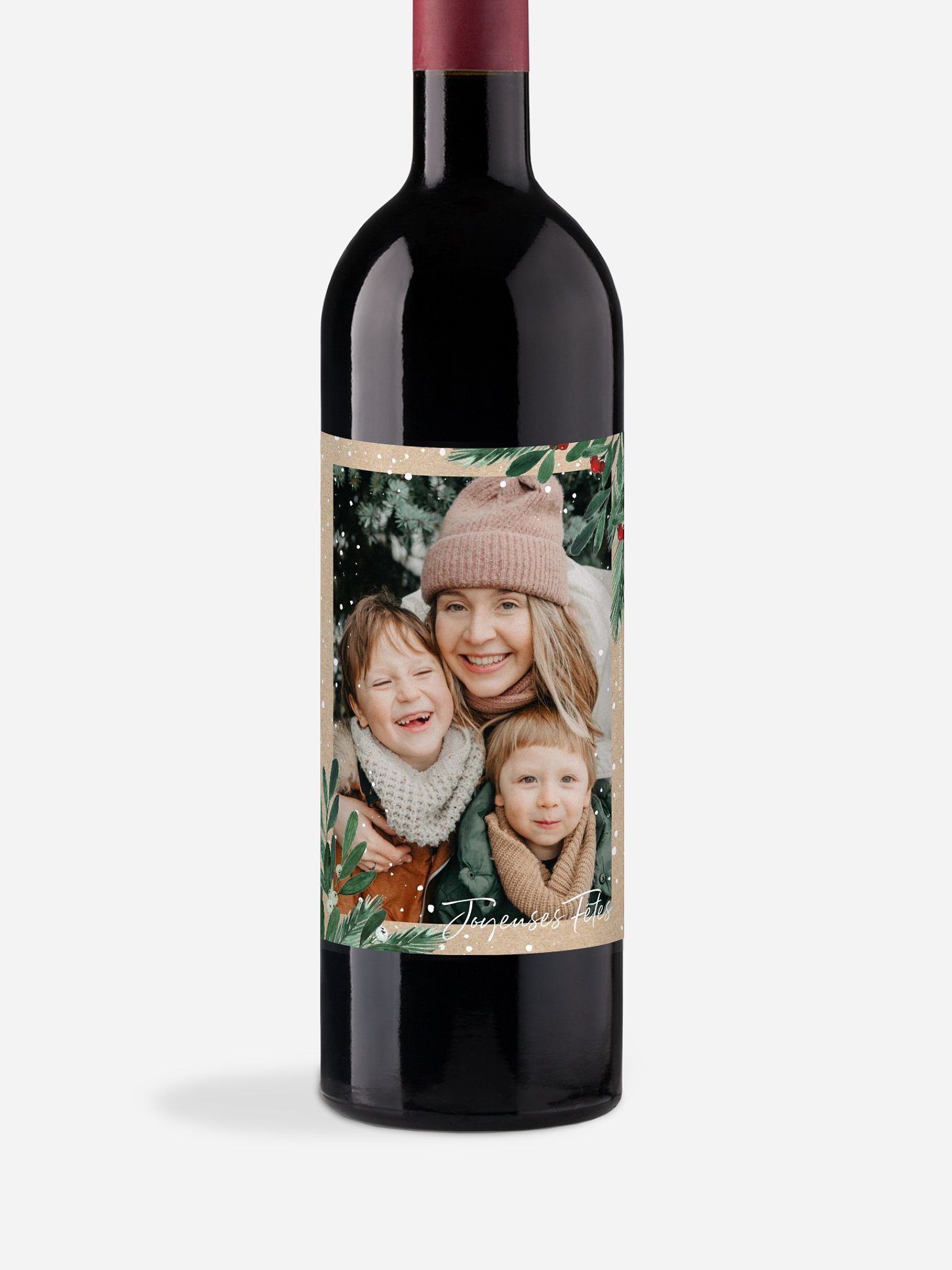 Étiquette pour bouteille Noël chic