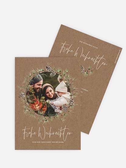 Weihnachtskarte Larch Wreath