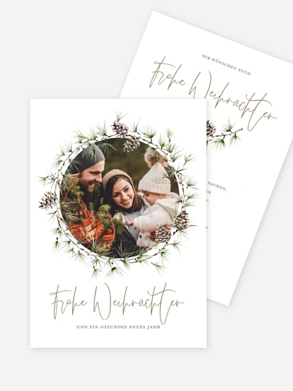 Weihnachtskarte Larch Wreath