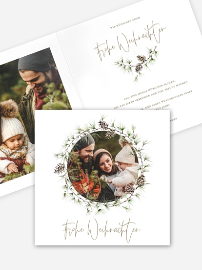 Weihnachtskarte Larch Wreath