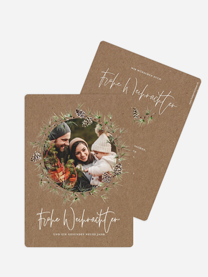 Weihnachtskarte Larch Wreath