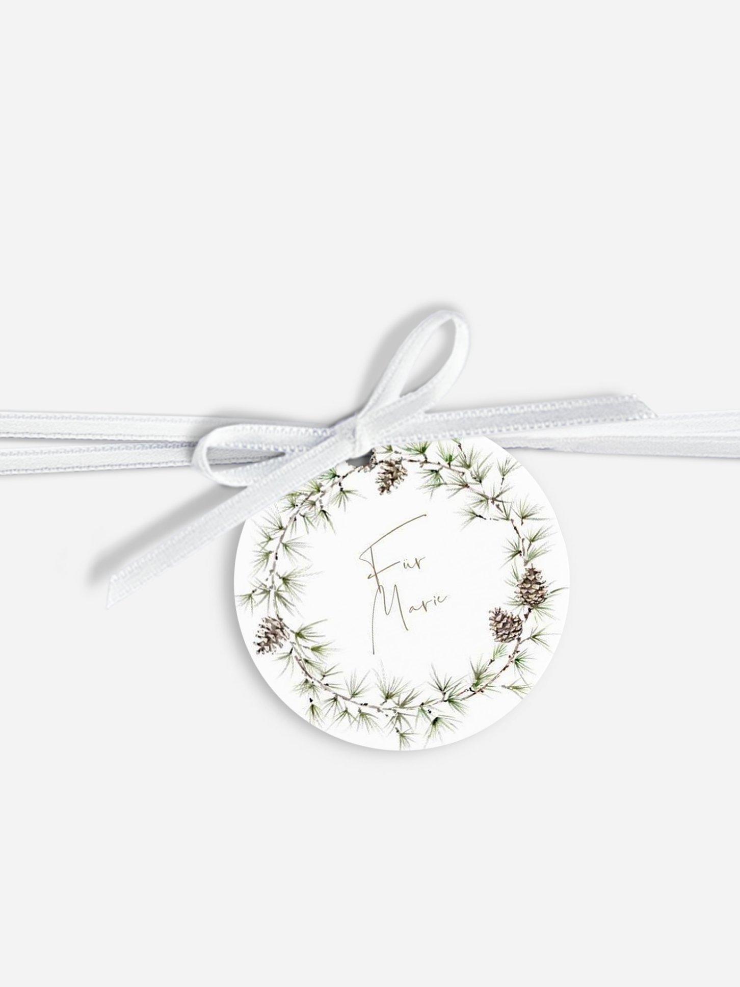 Anhänger mit Band personalisiert Larch Wreath
